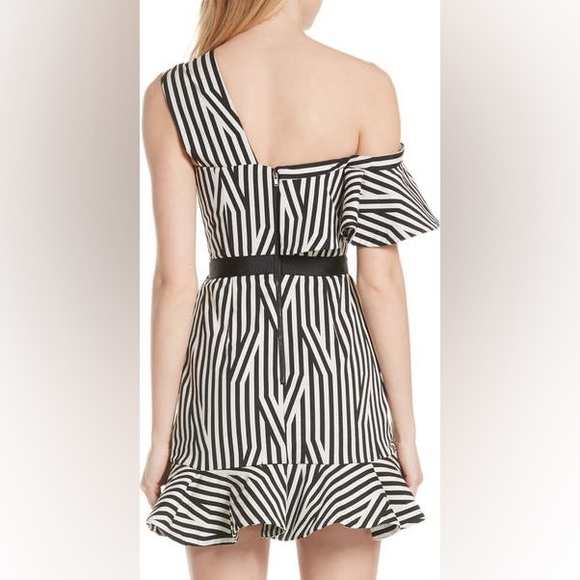Self-Portrait Abstract Stripe Asymmetrical Dress - Picture 4 of 14